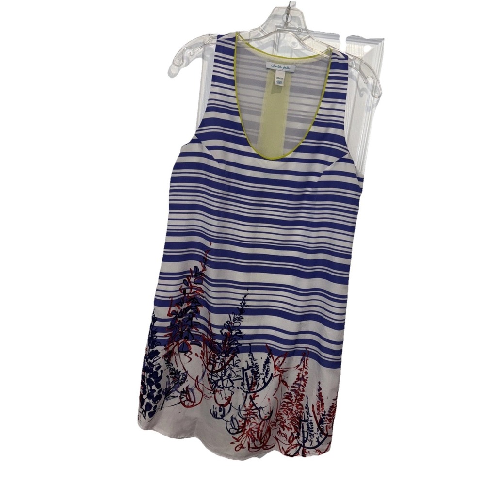 Charlie Jade XS BLUE Colorful Shift Tank Dress Knee Length  Sleeveless EUC & FUN